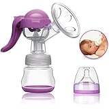 NOKIRE Manual Breast Pump - Silicone Hand Pump Breastfeeding Food Grade BPA-Free Milk Breastpump with Lid - Portable Milk Collector for Baby Breast Feeding