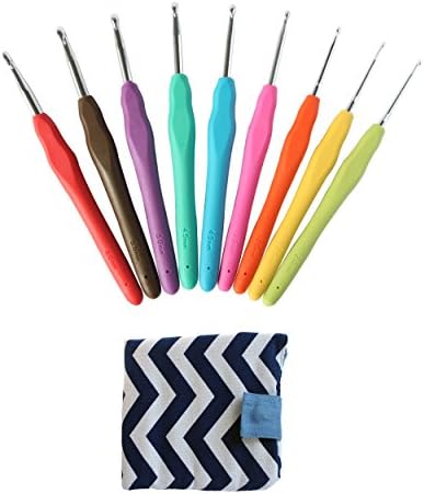 The Best 9 pcs Ergonomic Crochet Hook Set for People with Arthritis from EasySew. Great Gift for Mom & Grandmother. 100% Satisfaction Guarantee