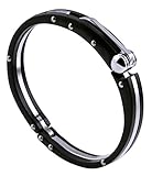 Hpolw Stainless Steel Black White Gold Silver-Tone Handcuff Mens Bracelet with Clasp