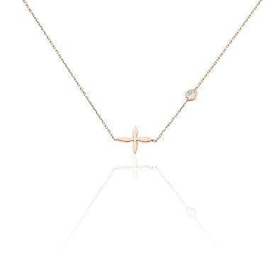 Halskette Blume Stella - Damenschmuck - Sterling-Silber mit einem weißen Zirkonia - Unser blumiger Schmuck