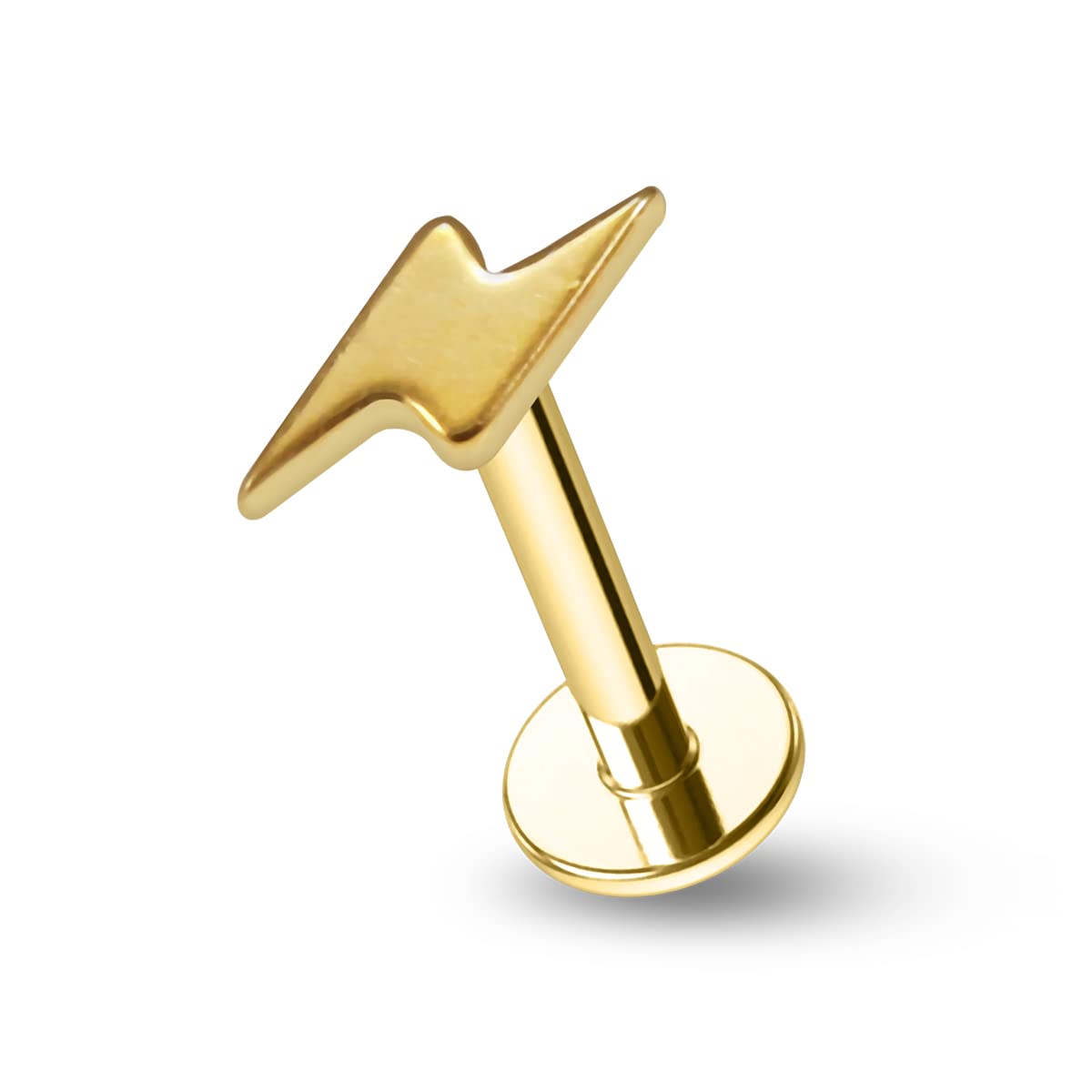 AZARIO LONDON Gold Anodized Plain Lighting Bolt 16 Gauge Surgical Steel Cartilage Helix Tragus Piercing Ear Stud Jewellery