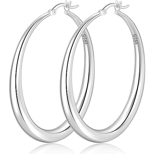 PABBEU S925 Sterling Silver Hoop Earrings Large
