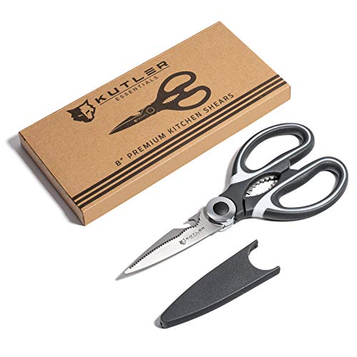KUTLER 8" Premium Kitchen Shears - Ultra Sharp Stainless Steel Blades - Multipurpose Scissors for Cutting Herbs, Meats, Poultry, Vegetables & More