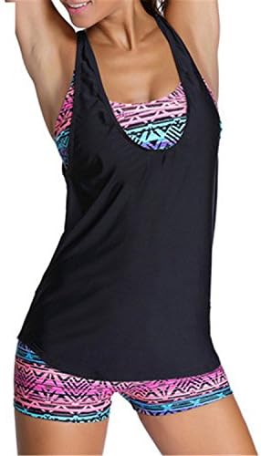 Sretinez 3 Pieces Bikini Plus Size Swimwear Female Black Swimsuit Women With Shorts Tankini Set Bathing Suit Beach Wear Ls011 Xl