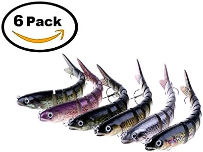 Bionic multi jointed fishing lure lifelike hard bait bass yellow perch walleye pike muskie roach trout fishing swimbait crankbait for saltwater and freshwater treble hook fishing tackle 1#