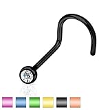 PiercedOff Titanium IP over Surgical Steel Press Fit Clear Gem Nose Screw 18G(1mm)