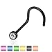PiercedOff Press Fit Clear Gem Titanium IP over Surgical Steel Nose Screw - Various Colors Available