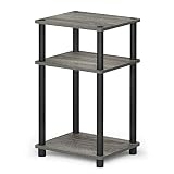 FURINNO Just 3-Tier End Table, 1-Pack, French Oak Grey/Black