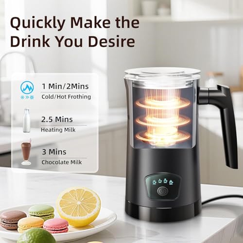 Milk Frother 4-in-1 Electric Automatic Milk Steamer，Hot and Cold Foam Maker and Milk Warmer for Latte, Cappuccinos, Macchiato Coffee Maker