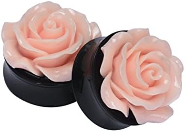 Rose Ear Plug,Prettymenny'S 1 Pair New Rose Ear Plug Ornate Resin Piercing Jewelry Ear (Pink)