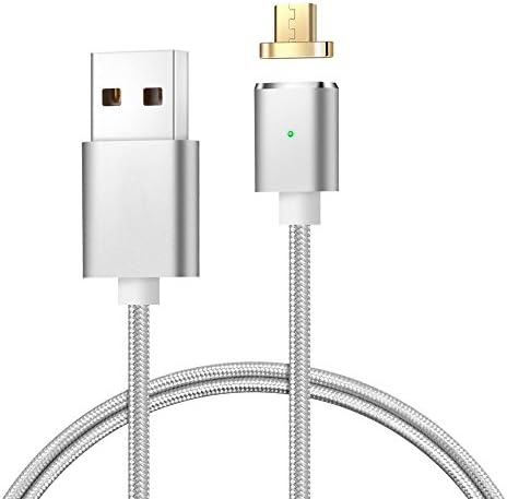 Magnet usb cable 3FT Nylon Braided Micro USB magnetic charging cable and Data Transfer Cable for Android Phone and Tablets(Silver)