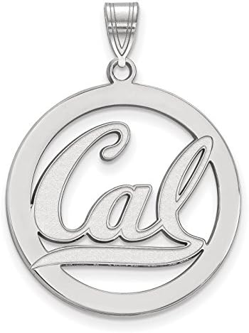 925 Sterling Silver Rhodium-plated Laser-cut University of California Berkeley Large Circle Pendant