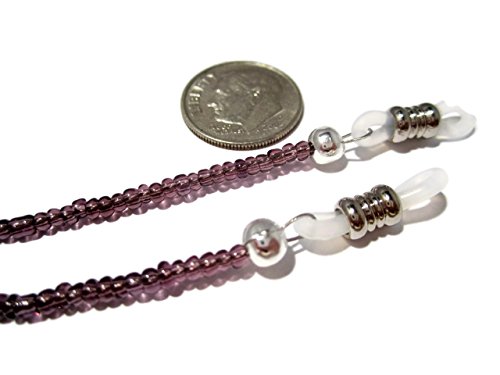 ATLanyards Pretty Plum Purple Seed Bead Eyeglass Holder Purple Beaded Eyeglass Chain