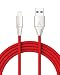 Xcentz iPhone Charger 6ft, Apple MFi Certified Lightning Cable iPhone Charger Cable Metal Connector, Durable Braided Nylon High-Speed Charging Cord for iPhone X/XS Max/XR/8 Plus/7/6/5/SE, iPad, Red