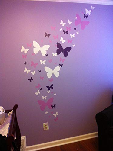 Butterfly Wall Decals Beautiful Girls Wall Stickers Wall Art Vinyl Stickers for Bedroom Peel and Stick Kids Room Decor Nursery Toddler Teen Decorations Playroom Birthday Gift (Lilic,Lavender,White)