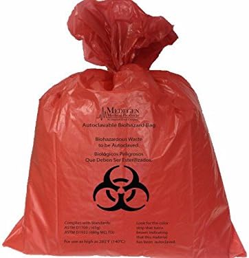 Medegen Medical Products AC1419R Clear Dual Tested Autoclavable Biohazard Bags with Indicator, Polypropylene, 14" x 19", 2 mil Gauge, 3 gal to 4 gal Capacity (Pack of 100)