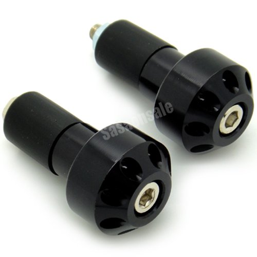 GTSpeed Universal Black Motorcycle Bar Ends 7/8" Handlebar Grips Plugs - Fits Honda Kawasaki Suzuki Yamaha BMW KTM Ducati Triumph (READ Product description for Model & Year specification)