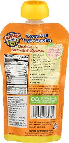 EARTHS BEST ORGANIC PEACH BANANA YOGURT SMOOTHIE, 4.2 OZ