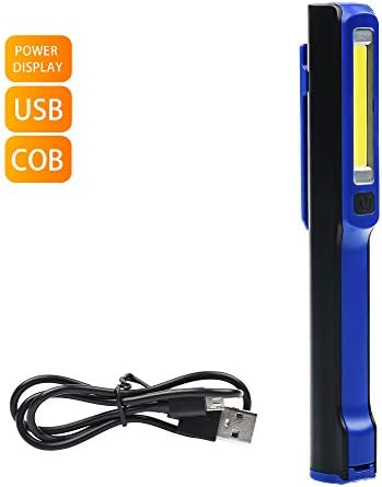 COB LED Magnetic Work Light with USB Rechargeable,Portable Task Inspection Trouble Light Lamp is Small and Reliable and Super Bright,for Truck Car Repair Workshop Garage Household Emergency(Blue-S)