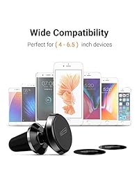 TORRAS Soporte magnético para coche, rotación de 360°, soporte magnético de ventilación para teléfono móvil, soporte de coche para iPhone X, 8, 7, 6, Samsung S7, S8, Note, LG, HTC, GPS y más, Negro