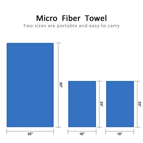 A Yoga Towels Travel Sports Towels, Super Absorbent, 100% Microfiber,?1pc Towel (60" X 30") with 2pcs Hand Towel (25" X 16") for Backpacking, Yoga, Pilates or Gym