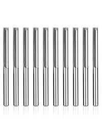 HQMaster - Juego de 10 puntas rectas para fresadora de doble filo rectas de acero de tungsteno de 2 flautas CNC de corte de carburo de tungsteno
