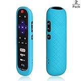 [2-Pack] AKWOX Replacement TCL Roku RC280 Remote Case - Light Weight [Anti Slip] Silicone Shockproof Protective Cover Case Only for Roku 3600R / TCL Roku RC280 TV Remote with Lanyard (Blue)