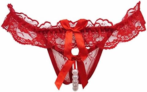 Ltrotted Women Girl Gauze Bowknot Beads Lace Panties Knicker Thong Lingerie Underwear