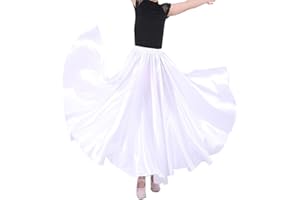 SANCAN Professional Girls Belly Latin Dance Training Skirt - Dance-Specific Full Flowy Circle Ankle-Length with Elastic Waist