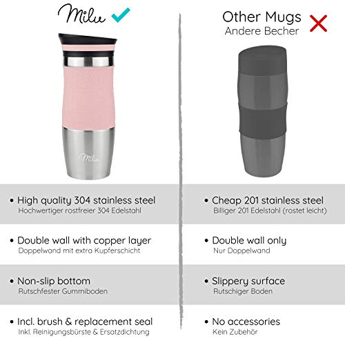 Milu-Thermobecher-Isolierbecher-Kaffeebecher-to-go-370ml-100-Auslaufsicher-Trinkbecher-aus-Edelstahl-Autobecher-doppelwand-Isolierung-Thermo-Becher-Travel-Mug-Rosa