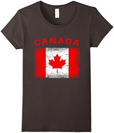 Women's Canada Flag Tshirt Distressed Canadian Maple Leaf Flag Shirt Large Asphalt
