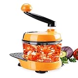 MIGECON Kitchen Manual Food Processor Meat Mincer Vegetable Chopper with Hand Crank and 3 Blades Orange Color