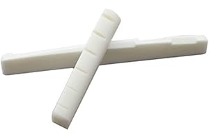 LGEGE Acoustic Guitar Bridge Saddle and Nut, Pure Complete Bone, Ivory Color, for 6 String Acoustic Guitar