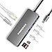 7-in-1 Thunderbolt 3 USB-C Hub with Power Delivery, USB-C to 4K HDMI Adapter/Samsung Dex/DVI Display Adapter,SD Card Reader for MacBook Pro 2018/2017/2016, XPS,Hp Spectre, Surface Pro etc.-Gray
