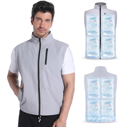 FERNIDA Cooling vest, cooling ice vest with 24 ice bags, men and women, sleeveless nylon, breathable, cool clothing for summer outdoors, hot weather, hunting, working, weeding