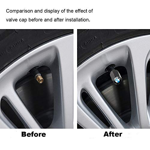 choolo Tire Air Valve Caps Stem Cover Universal Fits All Cars Trucks SUV Bike & Bicycle Motorcycle & Car Tire Valve Stem Caps for BMW(Black)