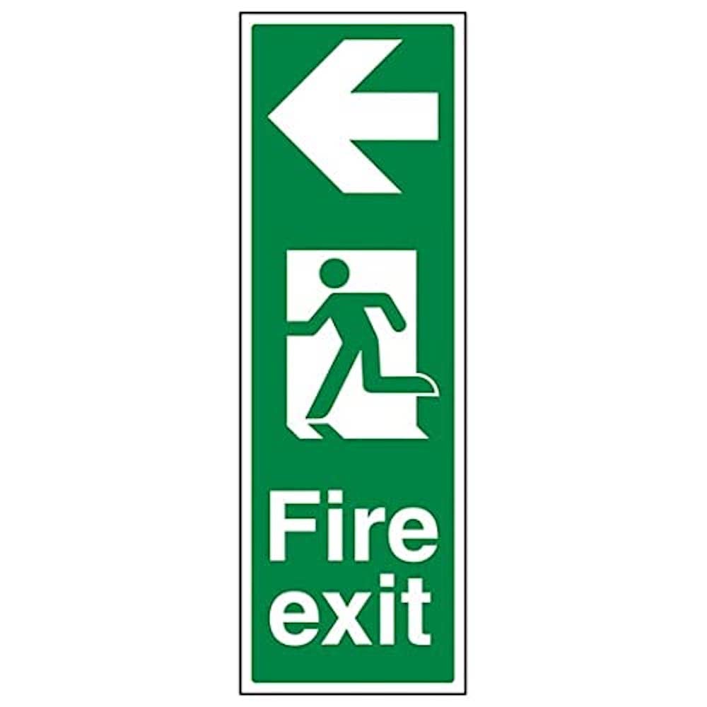 V Safety Eco Friendly Fire Exit - Portrait Fire Exit Arrow Left - 200 X 600mm