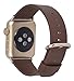 JSGJMY Apple Watch Band 38mm Genuine Leather Loop with Gold Metal Clasp for iWatch Series 2/Series 1/Edition/Sport(Brown+Golden Buckle,38mm)