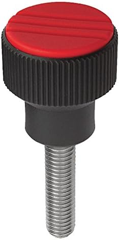 Kipp 06092-1A26X20 Thermoplastic Knurled Knob with 1/4-20" External Thread, Bolt Steel, Inch, Size 1, 20 mm Screw Length, 21 mm Diameter, 42 mm Height, Traffic Red Color (Pack of 10)