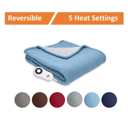 Serta Reversible Sherpa/Fleece Heated Electric Throw Blanket, 50"x60