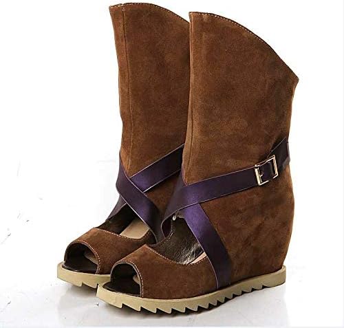 MENGLTX Women Summer Boots Hidden Wedge High Heel Open Toe Platform Shoes 2018 New Woman mid-calf Leisue Boots