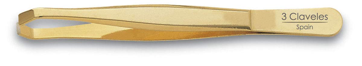 3 Claveles 12246 - Shaving tongs, gold 9 cm crab tip