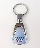 AUDI Key chain Teardrop Key Ring Stainless Steel Metal Chrome Finish Engraved