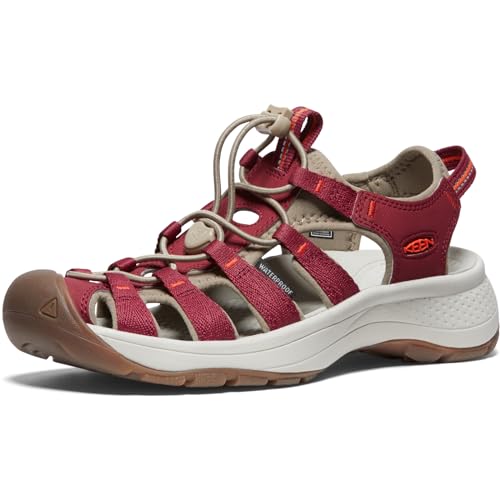 KEEN Women’s Astoria West Closed Toe Sandals, Merlot/Scarlet Ibis, 12 Medium US