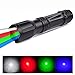 Multicolor Zoomable Red Green Blue White Hunting Light Handheld Tactical Flashlight with Clip Powered by AAA or 18650 Battery(Not Included)