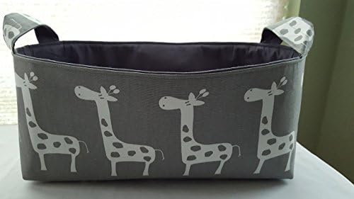 Long Diaper Caddy Storage Container Basket Fabric Organizer Bin - Nursery Decor - Grey with White Giraffes