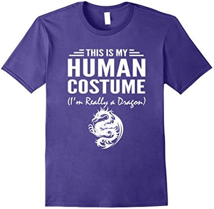 Mens This Is My Human Costume I'm Really a Dragon Halloween shirt Medium Purple