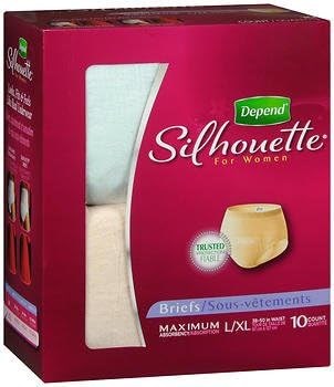 Depend Silhouette for Women Briefs Maximum Absorbency L/XL - 4 pks of 10, Pack of 3