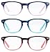 Colorful Round Womens Reading Glasses for Reading - Set of 3 - Blue, Pink, Purple, Value Pack - +1.50