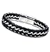 Jstyle Stainless Steel Braided Leather Bracelet for Men Bangle Wrap Magnetic-Clasp 7.5-8.5 Inch
